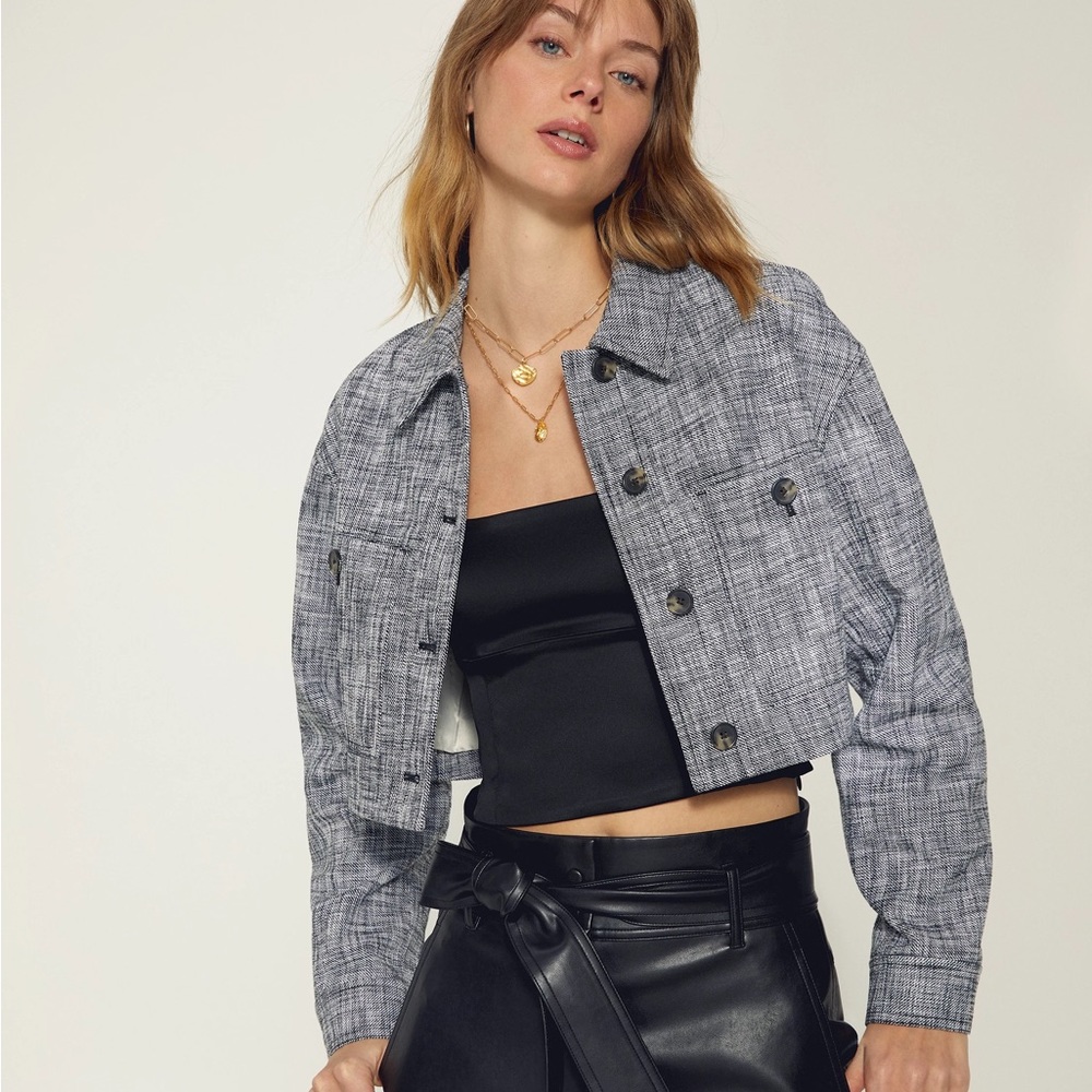 Aritzia Wilfred Little Cropped Tweed Jacket